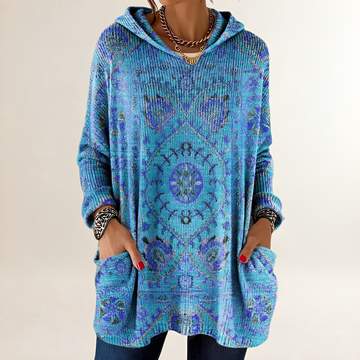 Hoodie Mujer Tunic-Longitud Relajada con Bolsillos