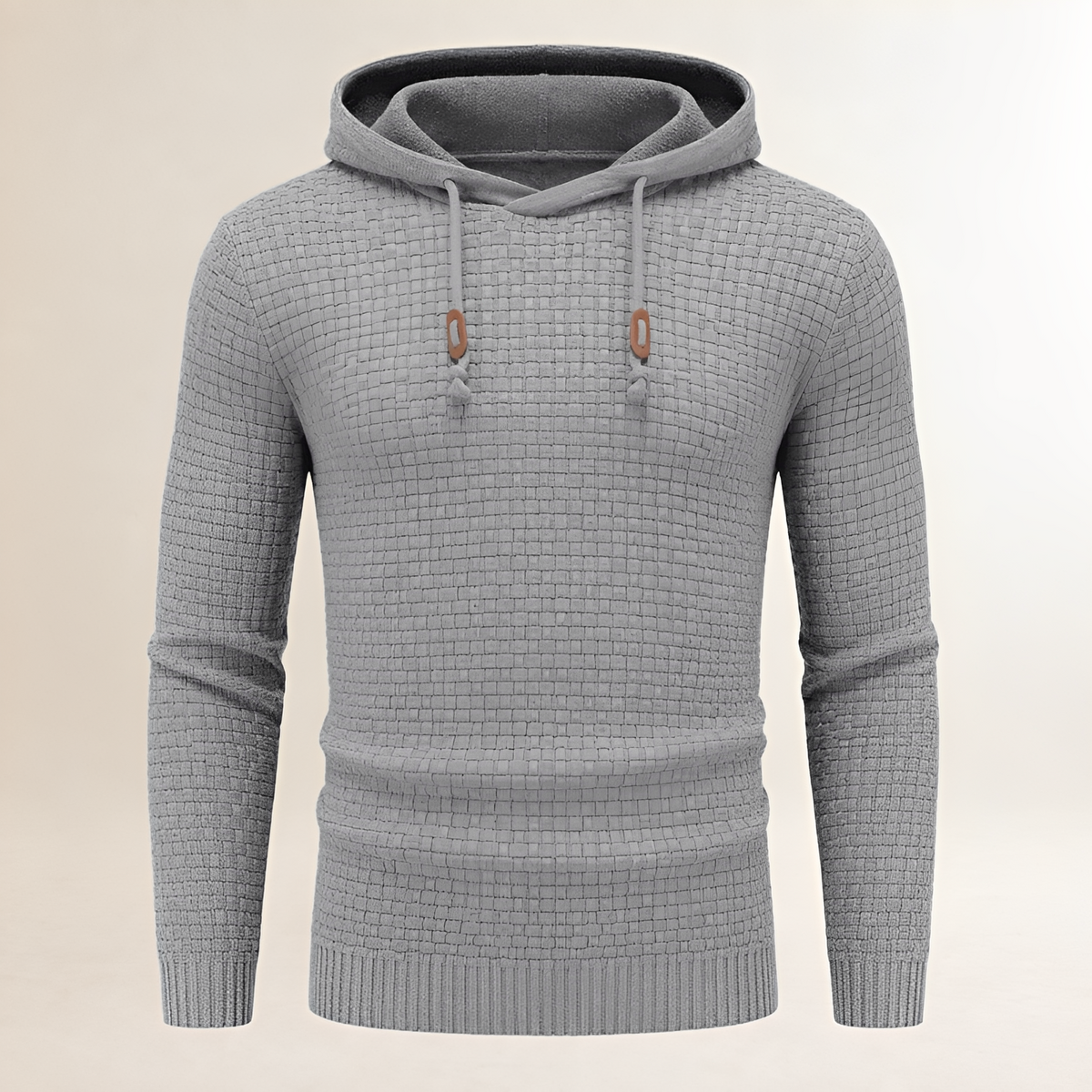 Hoodie para hombre suéter holgado con textura entrelazada y capucha