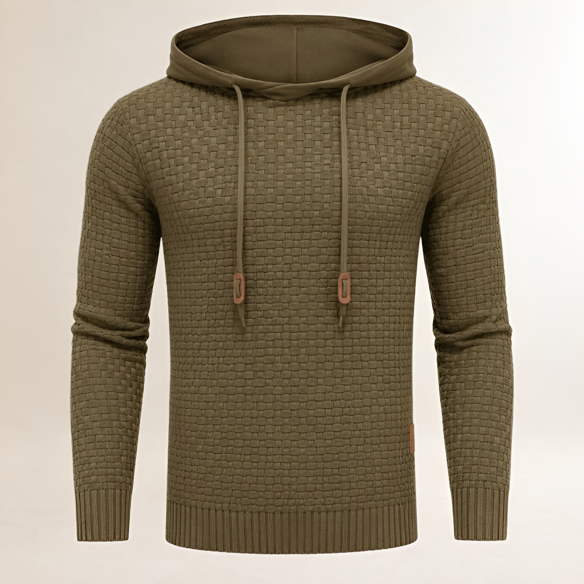 Hoodie para hombre suéter holgado con textura entrelazada y capucha