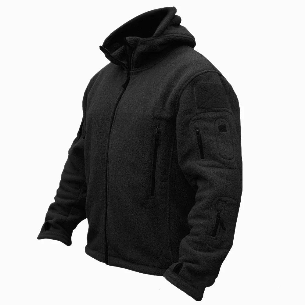 Jacketas de hombre con capucha y cierre frontal completo con múltiples bolsillos y puños con abertura para el dedo