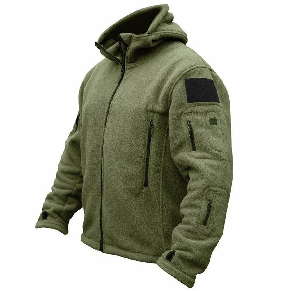 Jacketas de hombre con capucha y cierre frontal completo con múltiples bolsillos y puños con abertura para el dedo