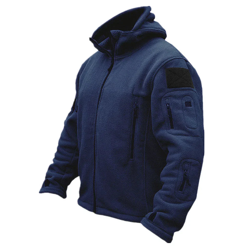 Jacketas de hombre con capucha y cierre frontal completo con múltiples bolsillos y puños con abertura para el dedo
