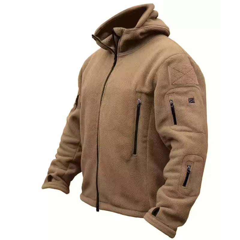 Jacketas de hombre con capucha y cierre frontal completo con múltiples bolsillos y puños con abertura para el dedo