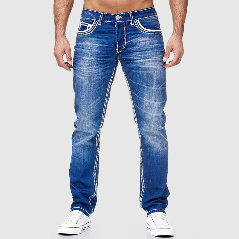 Jeans de corte clásico para hombre de corte recto y cinco bolsillos