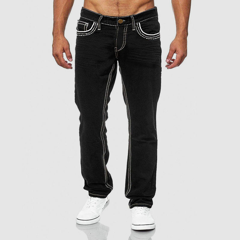 Jeans de corte clásico para hombre de corte recto y cinco bolsillos
