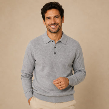 Jersey de polo de hombre con cuello clásico, manga larga y ajuste entallado