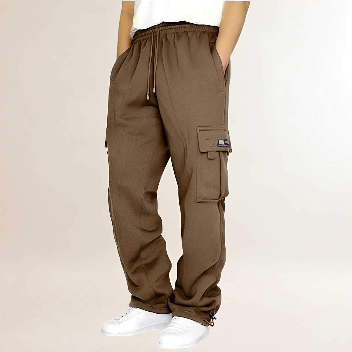Joggers hombre cargo con cintura elástica y bolsillos con solapa
