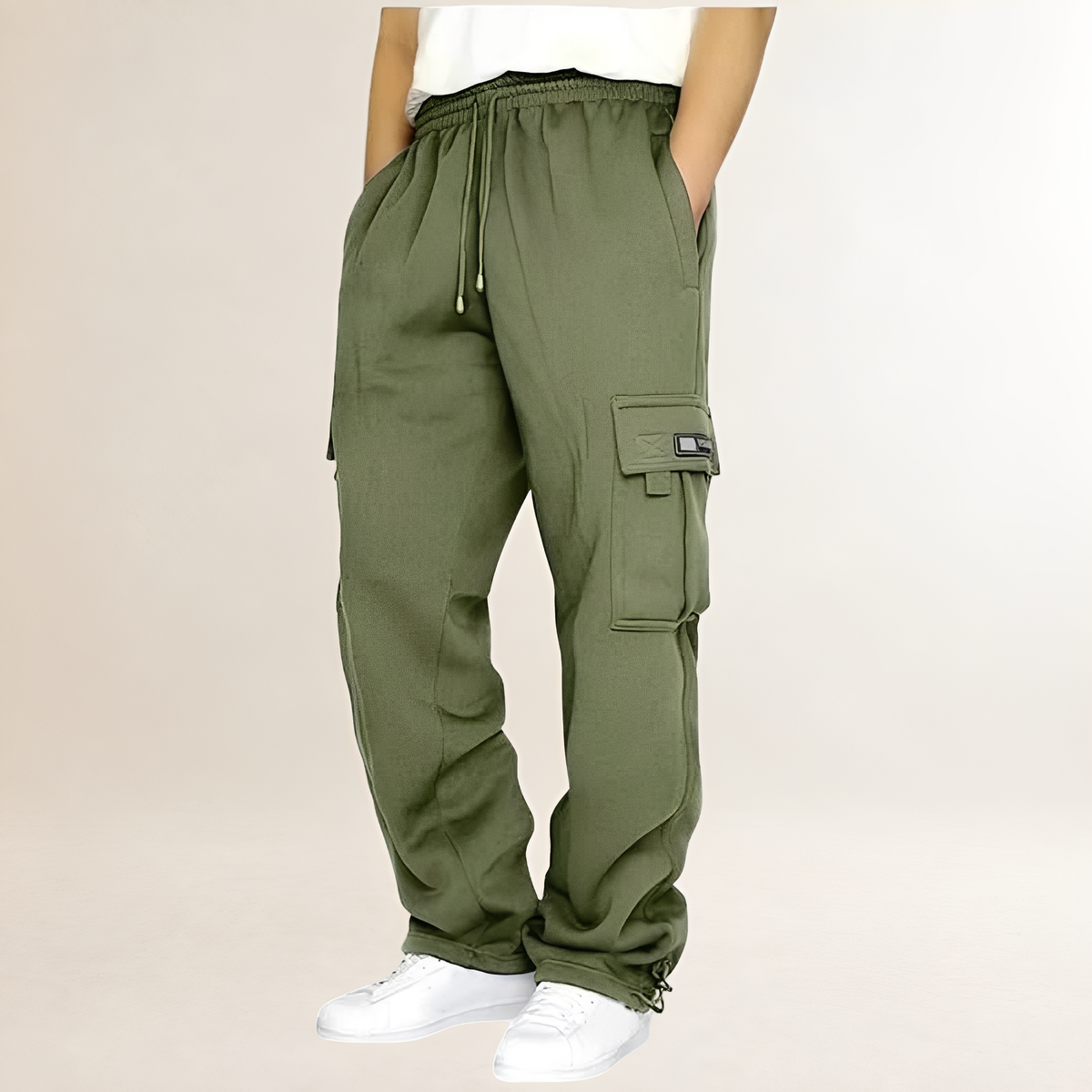 Joggers hombre cargo con cintura elástica y bolsillos con solapa