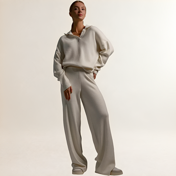 Mujer Conjunto de loungewear: top polo oversize y pantalón de pierna ancha