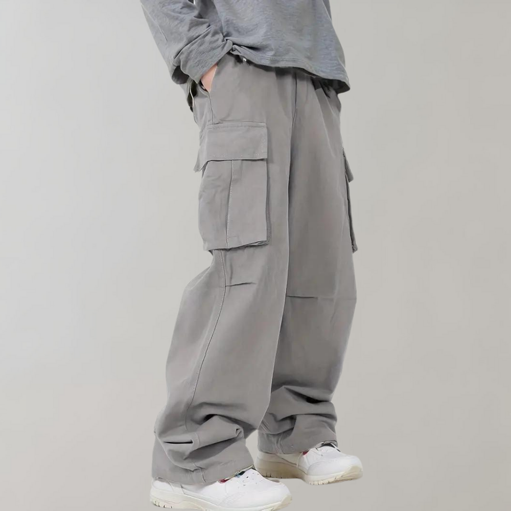 Pantalones cargo anchos para hombre con múltiples bolsillos