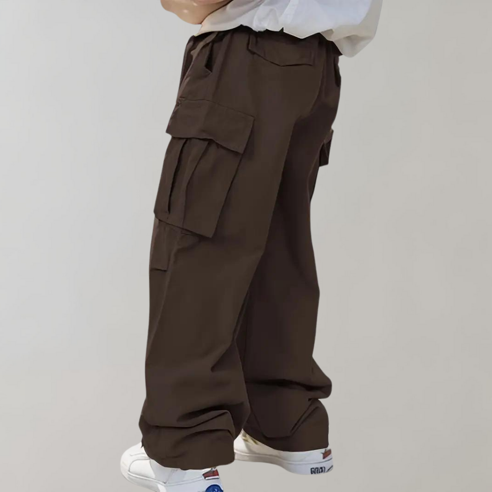 Pantalones cargo anchos para hombre con múltiples bolsillos