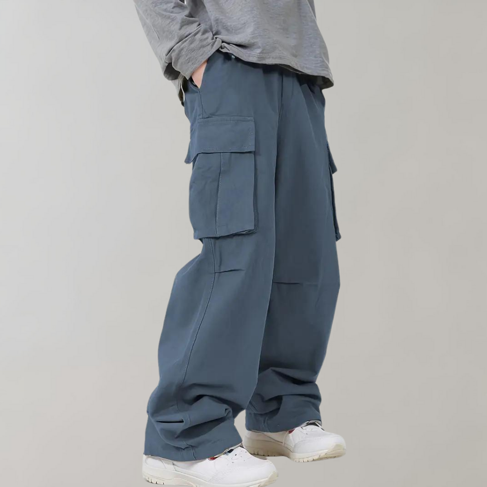 Pantalones cargo anchos para hombre con múltiples bolsillos