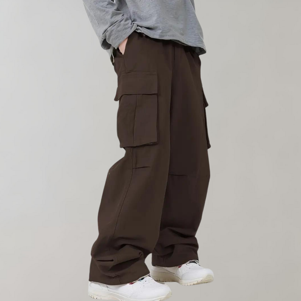 Pantalones cargo anchos para hombre con múltiples bolsillos