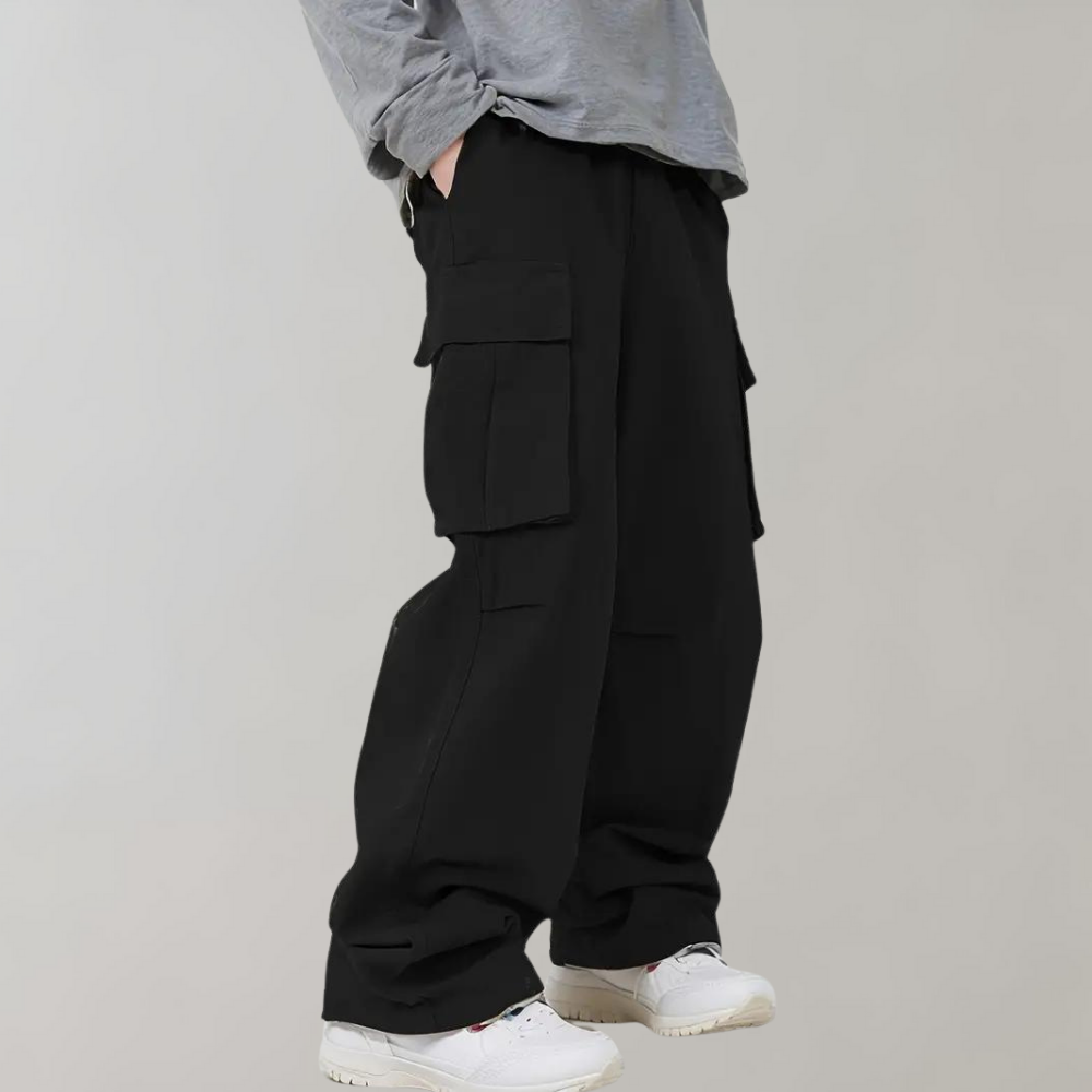 Pantalones cargo anchos para hombre con múltiples bolsillos
