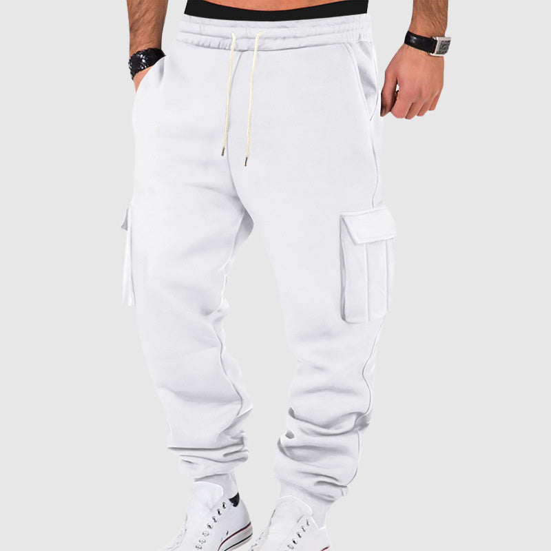 Pantalones cargo para hombre con bolsillos laterales y cintura con cordón - corte relajado