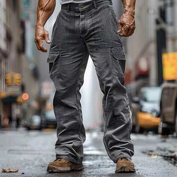 Pantalones cargo para hombre con múltiples bolsillos y corte recto