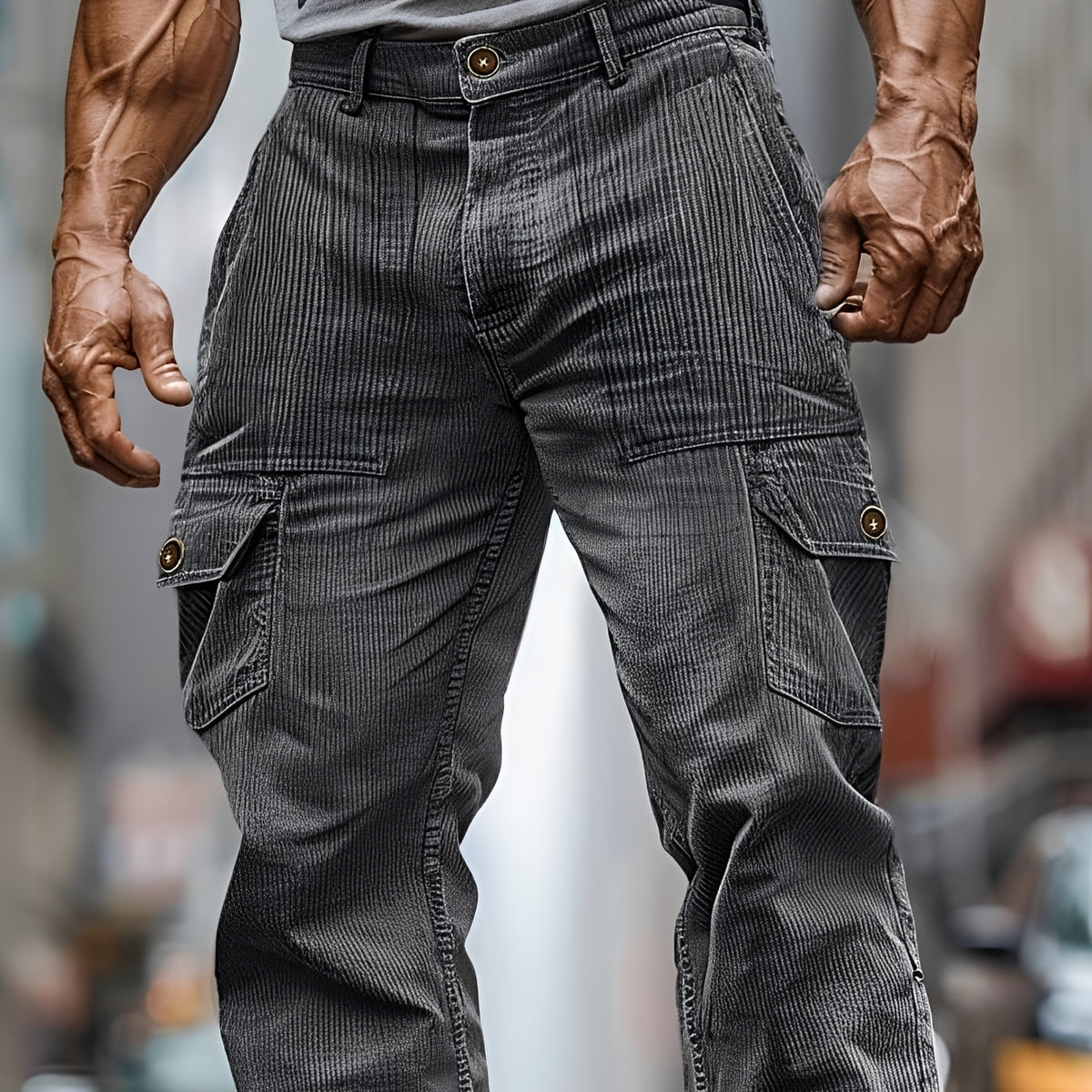 Pantalones cargo para hombre con múltiples bolsillos y corte recto