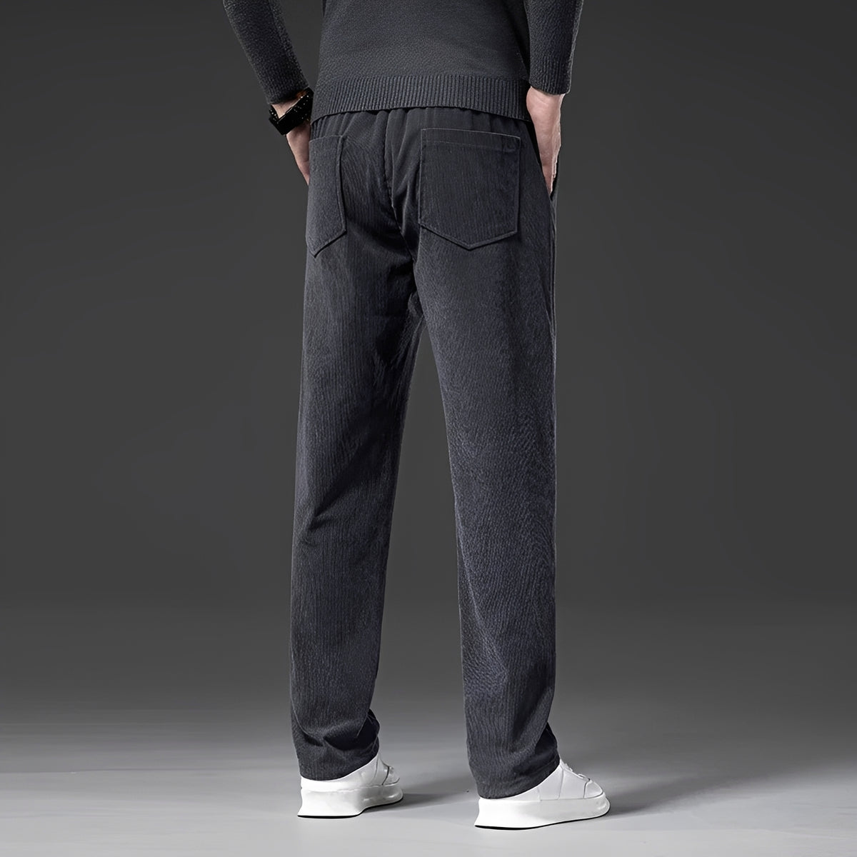 Pantalones casuales para hombre con cintura ajustable y corte recto