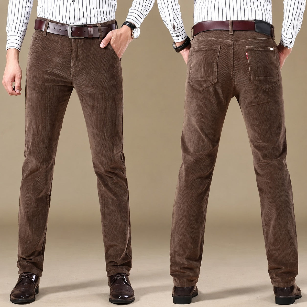 Pantalones casuales para hombre con corte recto y cinco bolsillos de estilo moderno