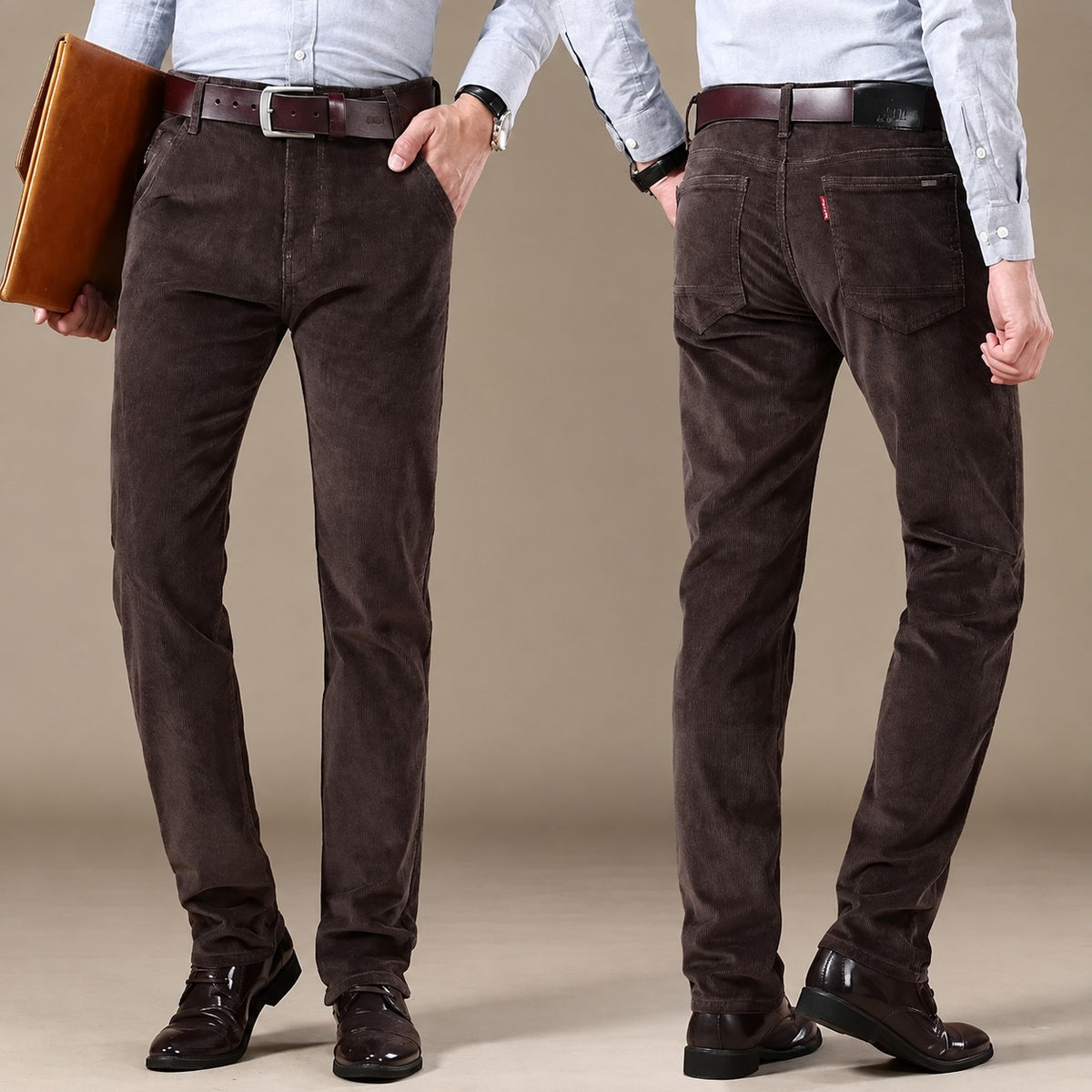 Pantalones casuales para hombre con corte recto y cinco bolsillos de estilo moderno