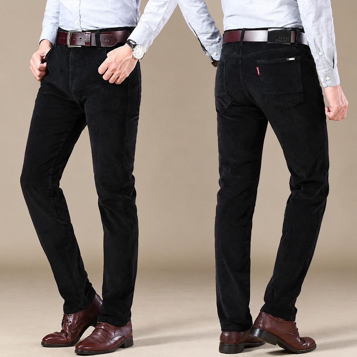 Pantalones casuales para hombre con corte recto y cinco bolsillos de estilo moderno