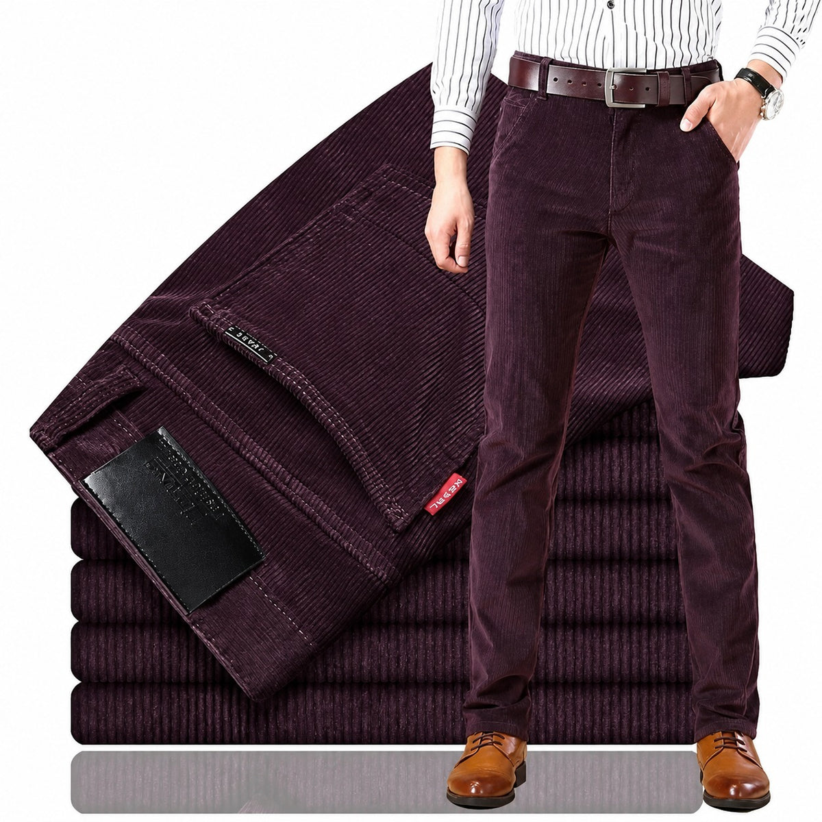 Pantalones casuales para hombre con corte recto y cinco bolsillos de estilo moderno