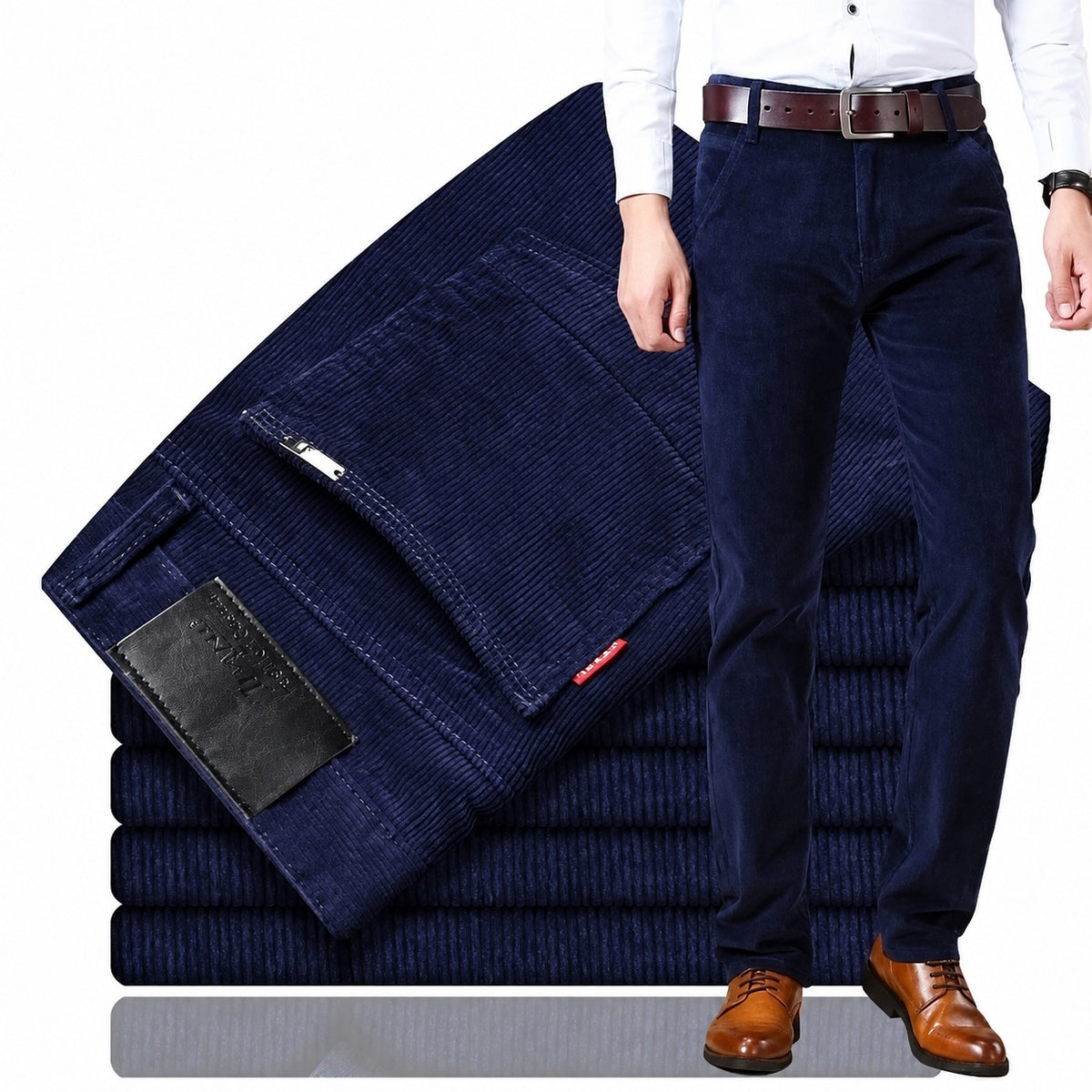 Pantalones casuales para hombre con corte recto y cinco bolsillos de estilo moderno