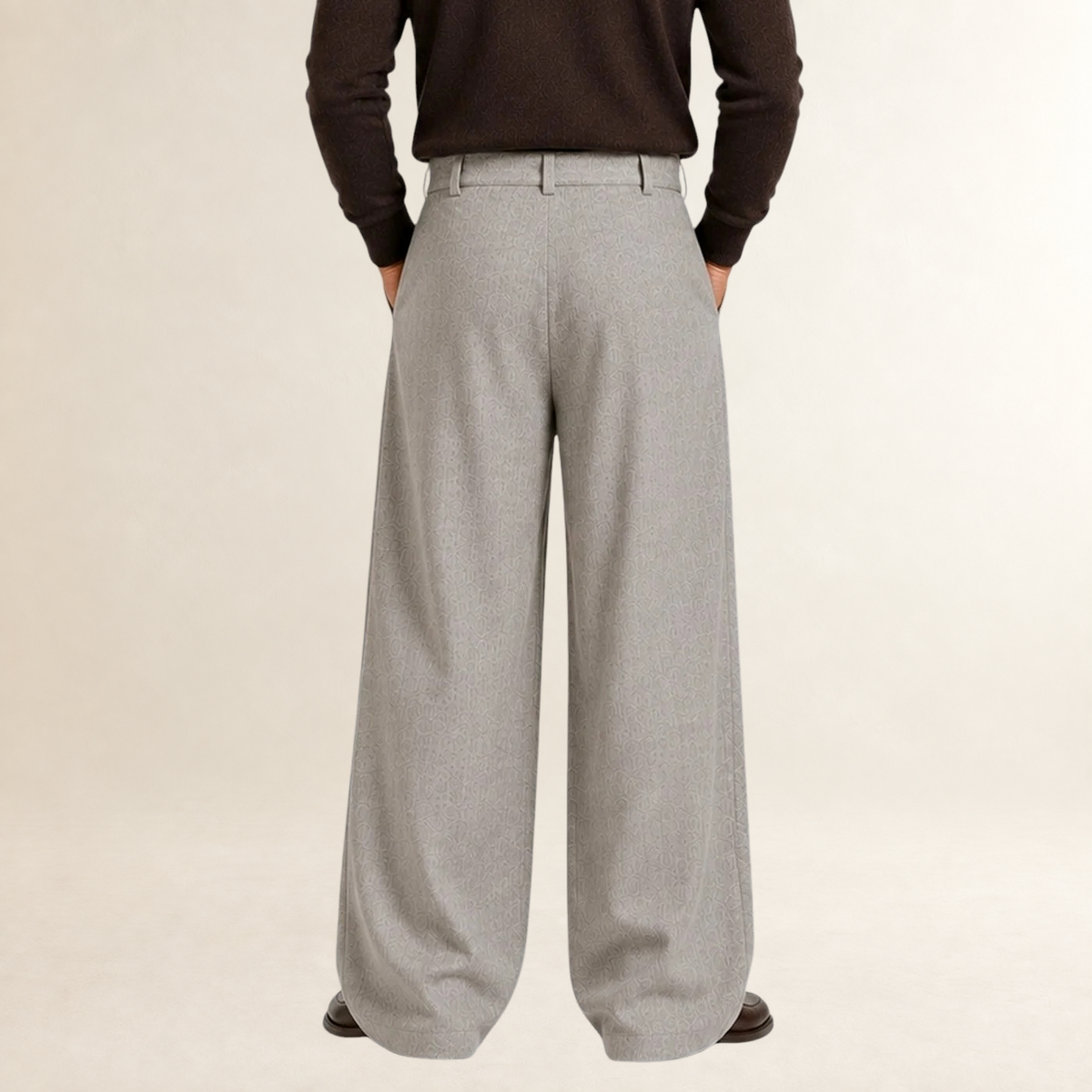 Pantalones de Hombre de Pierna Ancha con Pliegues y Cinturón - Corte Entallado