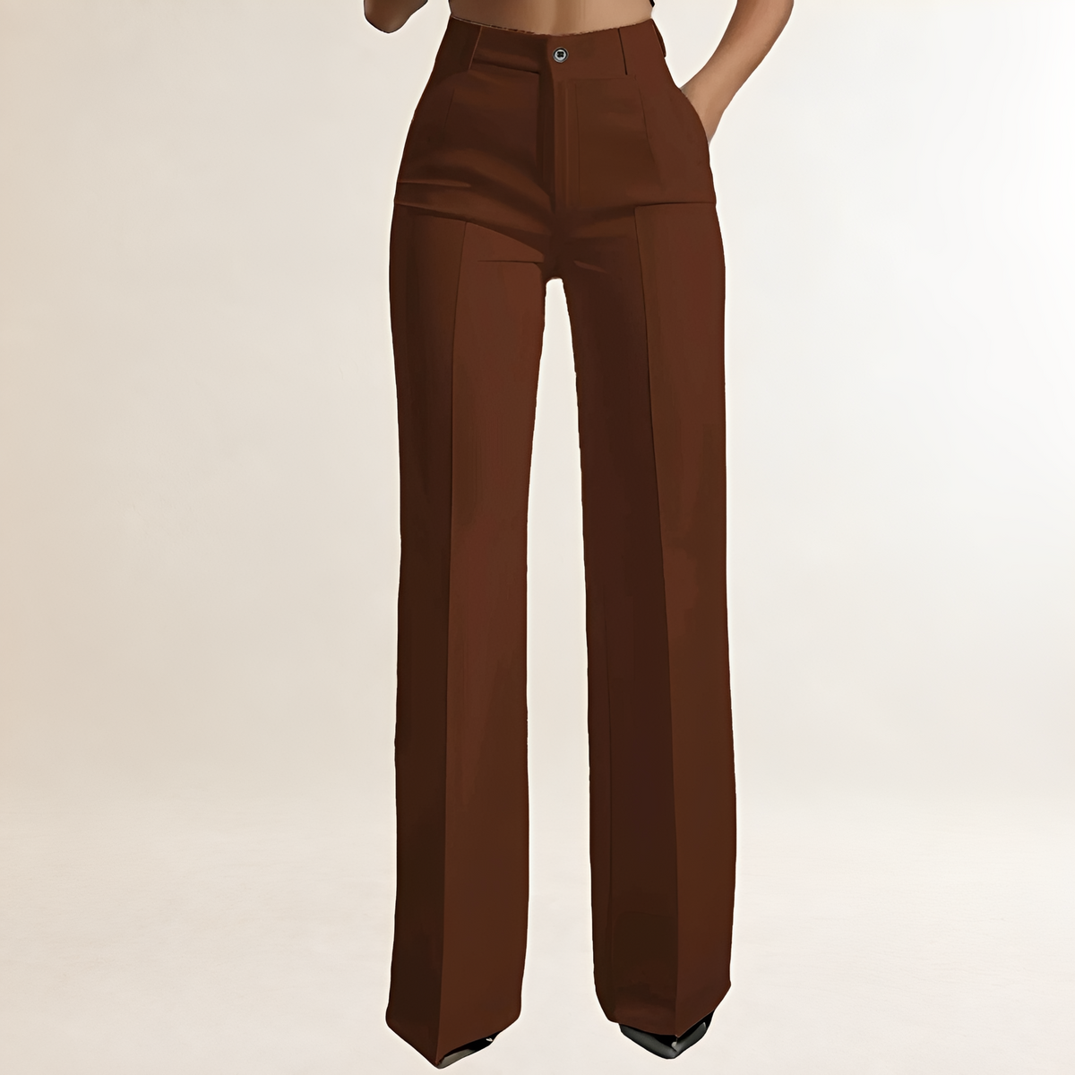 Pantalones de mujer de pierna ancha - Cintura alta, corte entallado, diseño elegante