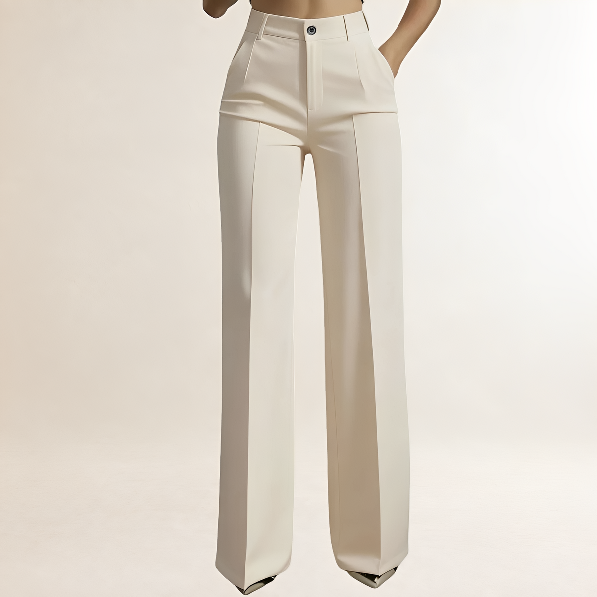 Pantalones de mujer de pierna ancha - Cintura alta, corte entallado, diseño elegante