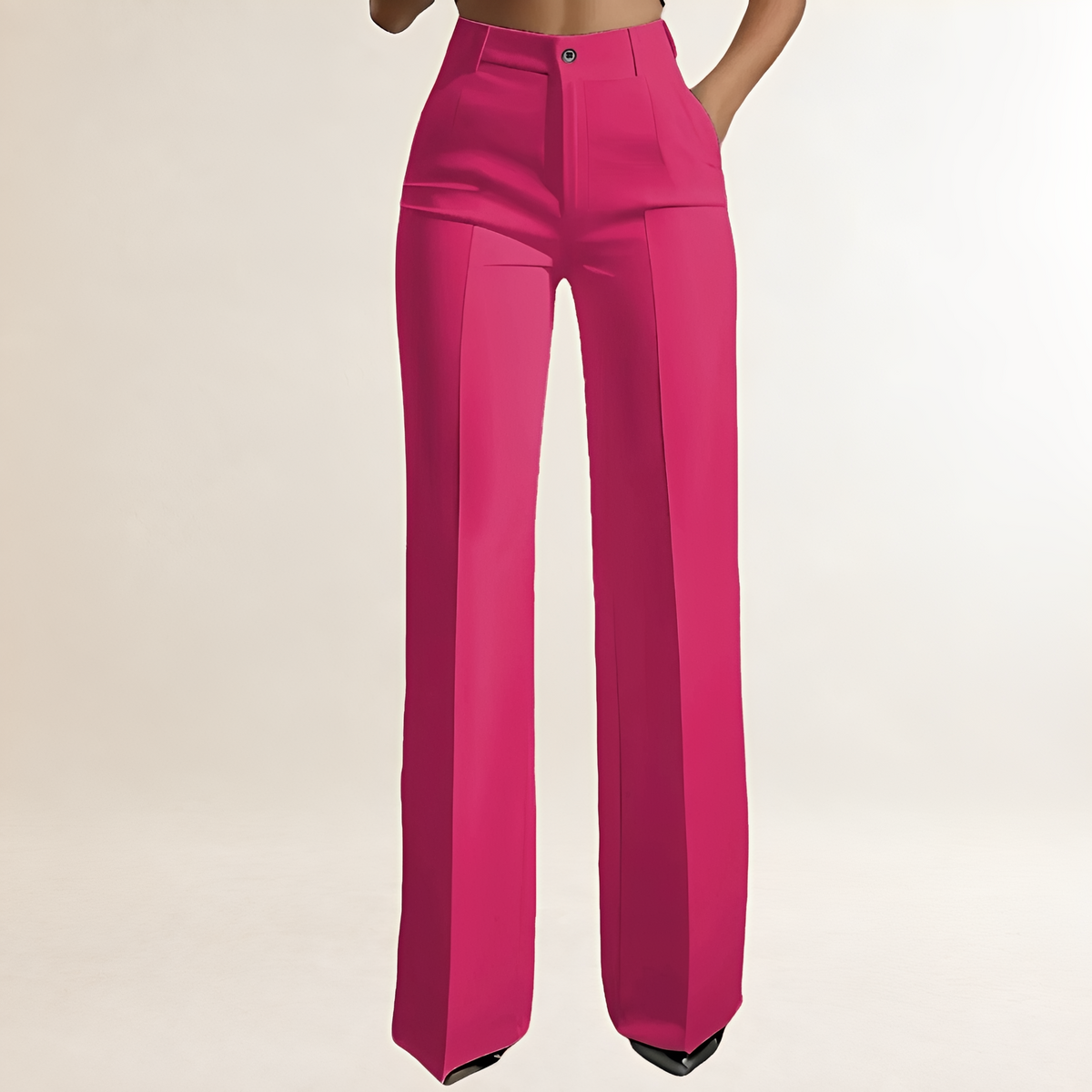 Pantalones de mujer de pierna ancha - Cintura alta, corte entallado, diseño elegante