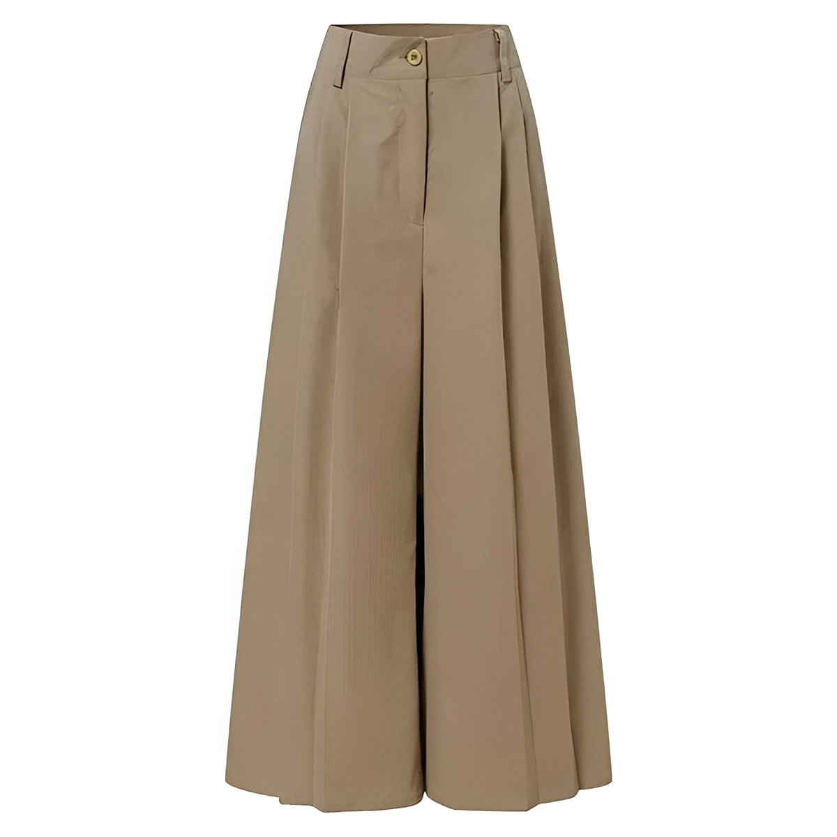 Pantalones de mujer de pierna ancha cintura alta pliegues con bolsillos