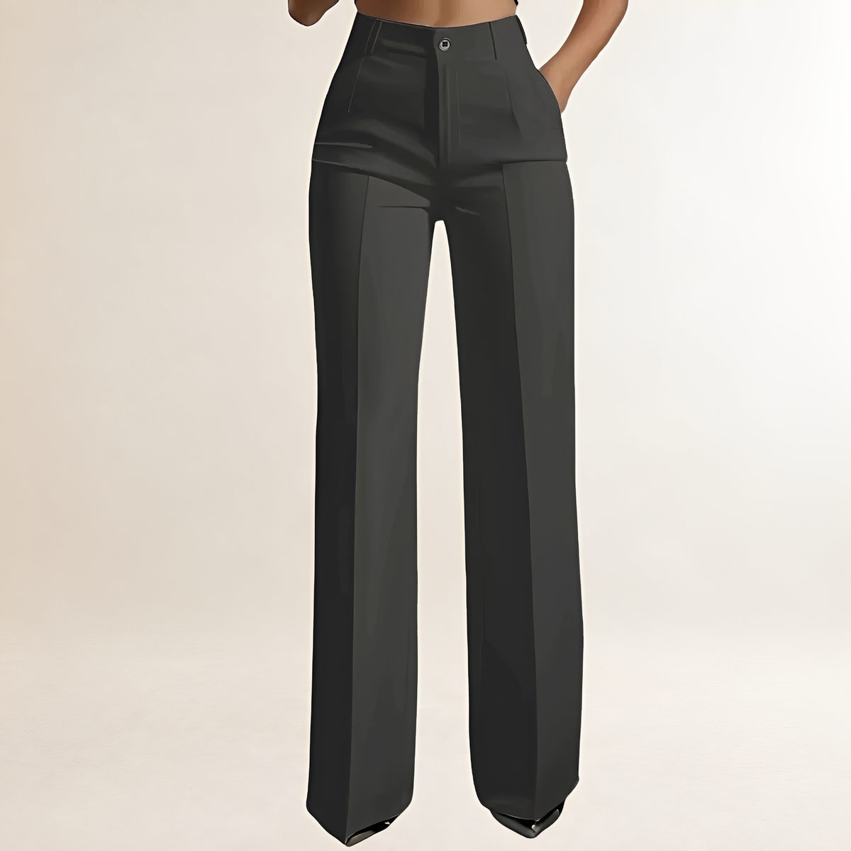 Pantalones de mujer de pierna ancha - Cintura alta, corte entallado, diseño elegante