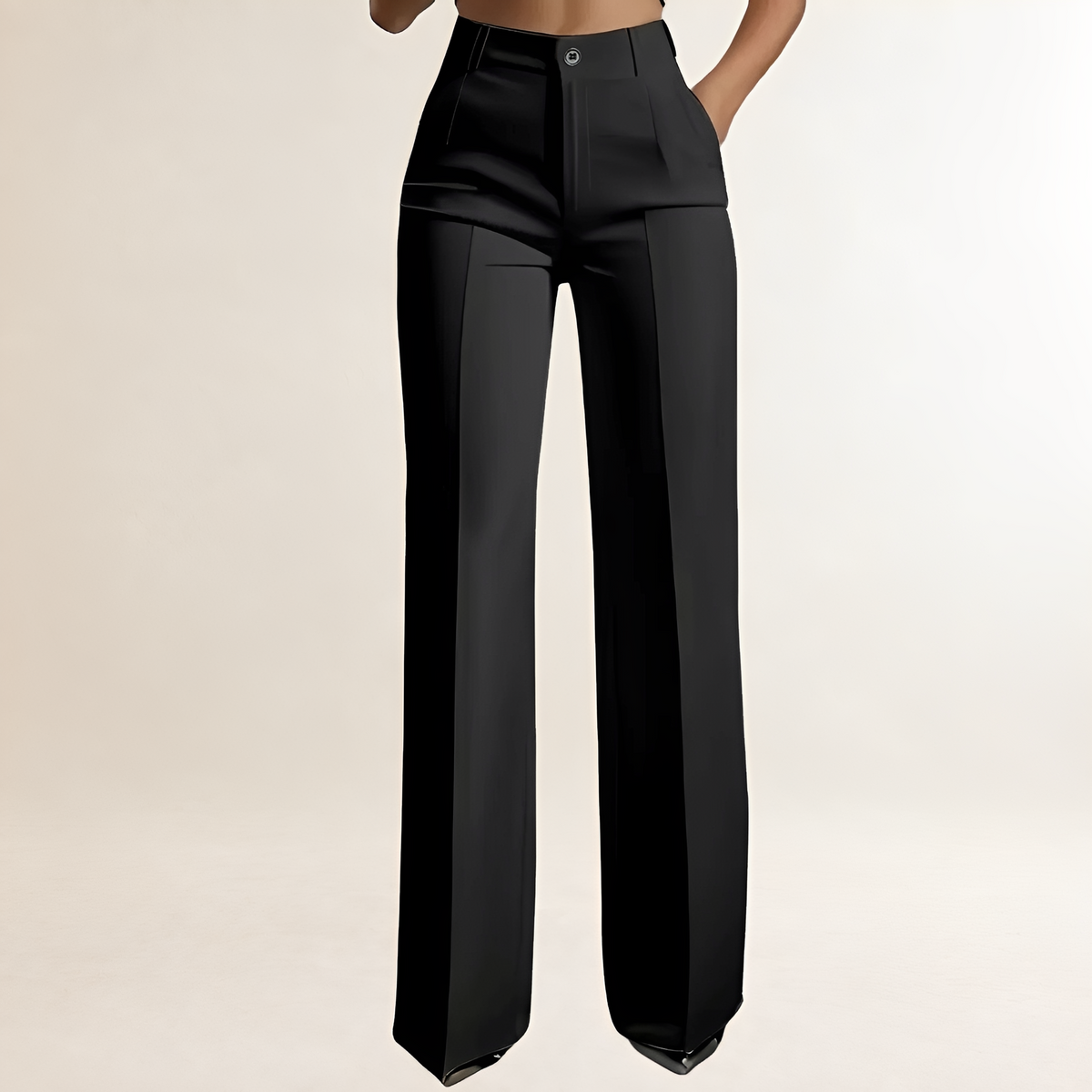 Pantalones de mujer de pierna ancha - Cintura alta, corte entallado, diseño elegante
