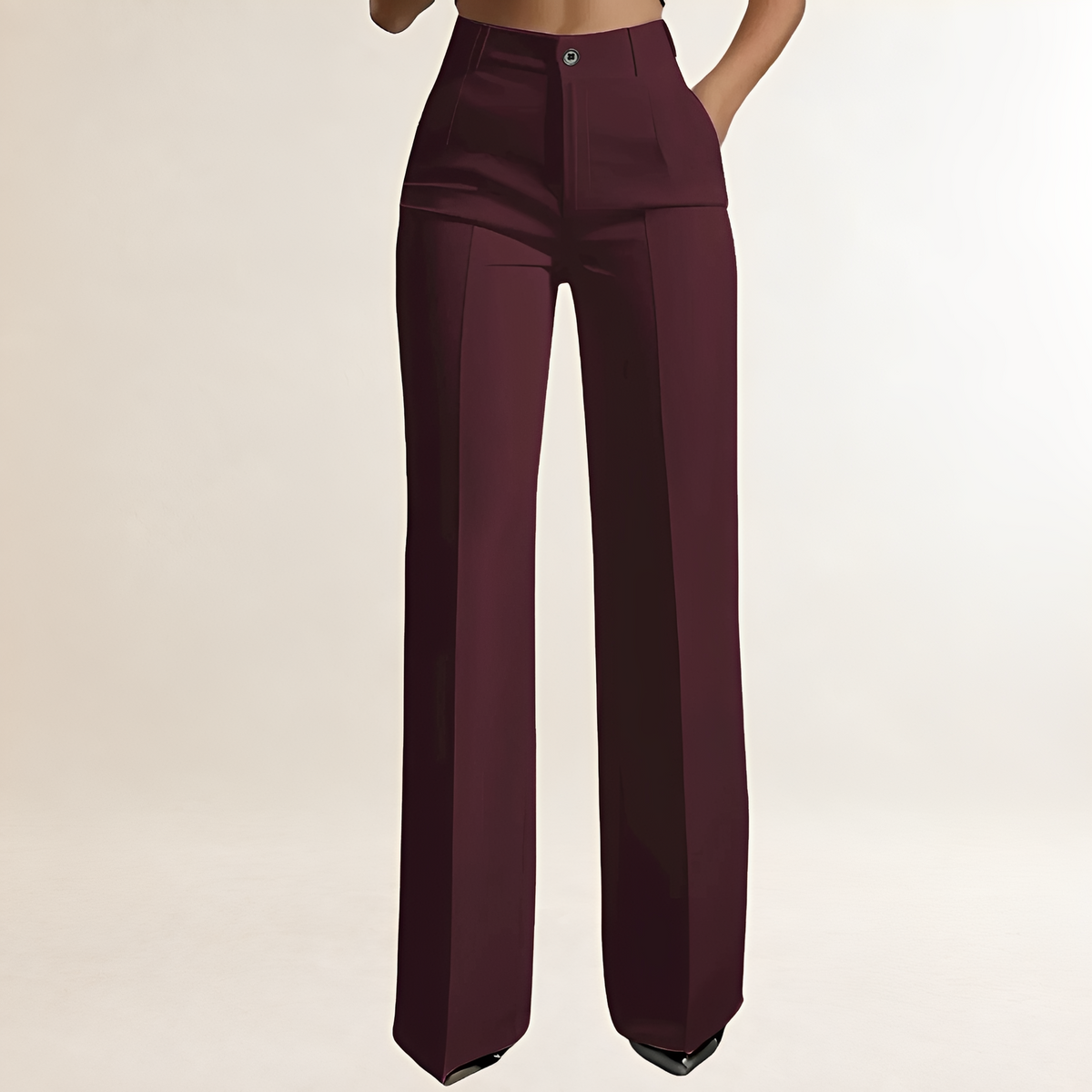 Pantalones de mujer de pierna ancha - Cintura alta, corte entallado, diseño elegante