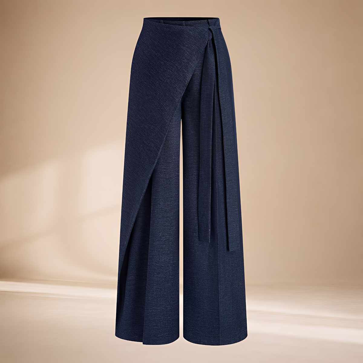 Pantalones de pierna ancha para mujer con diseño asimétrico y cintura alta