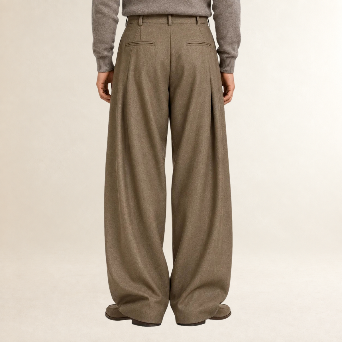 Pantalones de vestir para hombre con pierna ancha cintura alta pliegues delanteros corte recto