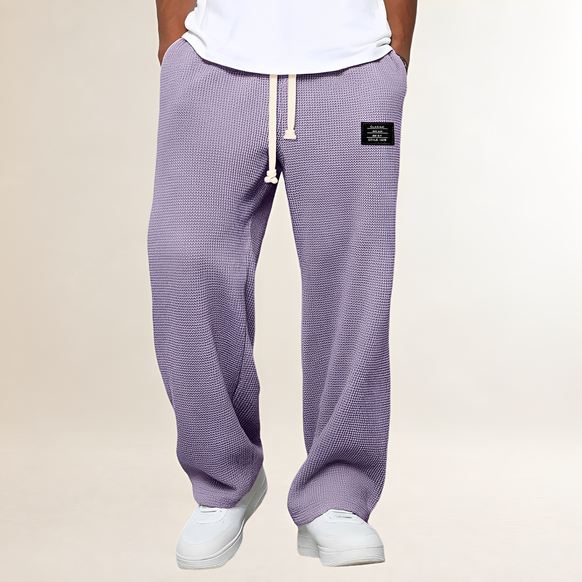 Pantalones deportivos para hombre con cordón y corte relajado