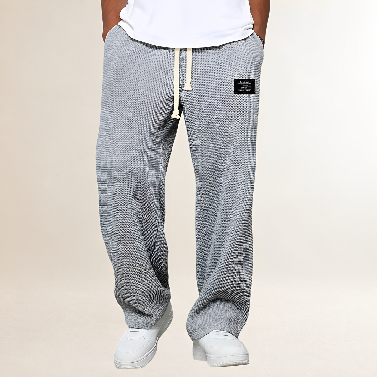 Pantalones deportivos para hombre con cordón y corte relajado