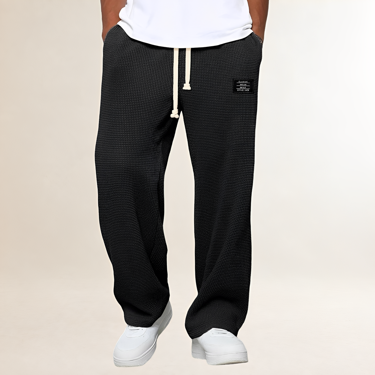 Pantalones deportivos para hombre con cordón y corte relajado