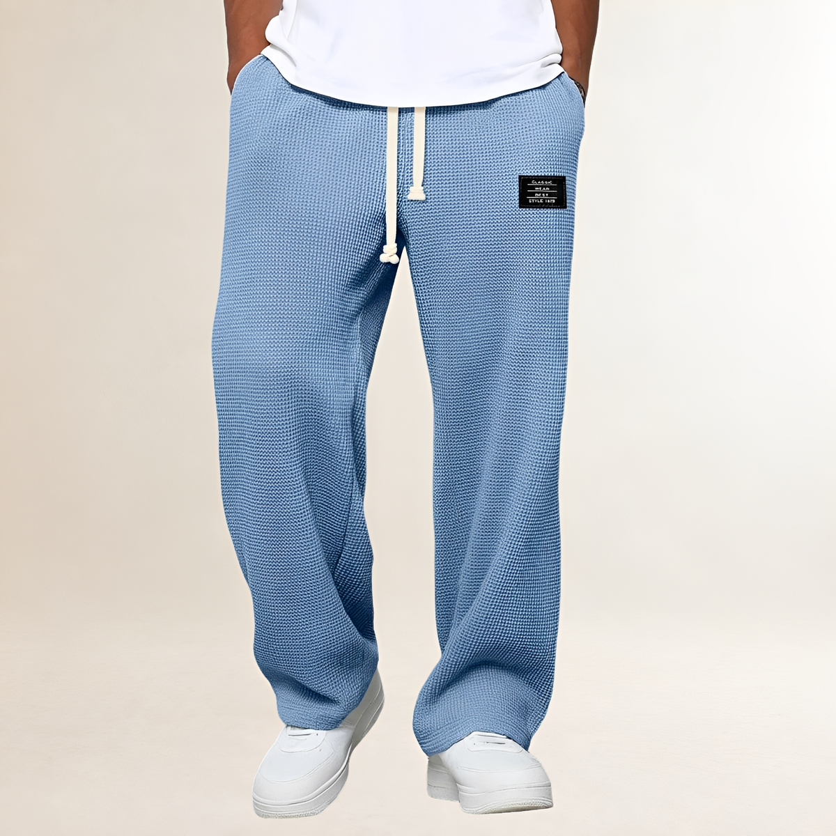 Pantalones deportivos para hombre con cordón y corte relajado