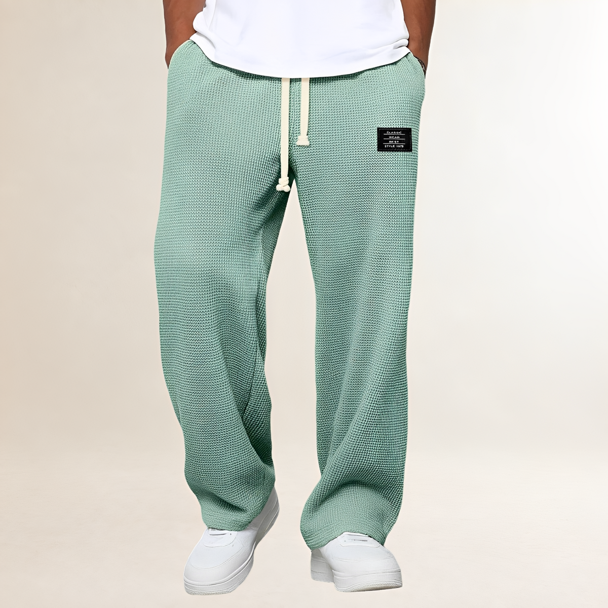 Pantalones deportivos para hombre con cordón y corte relajado