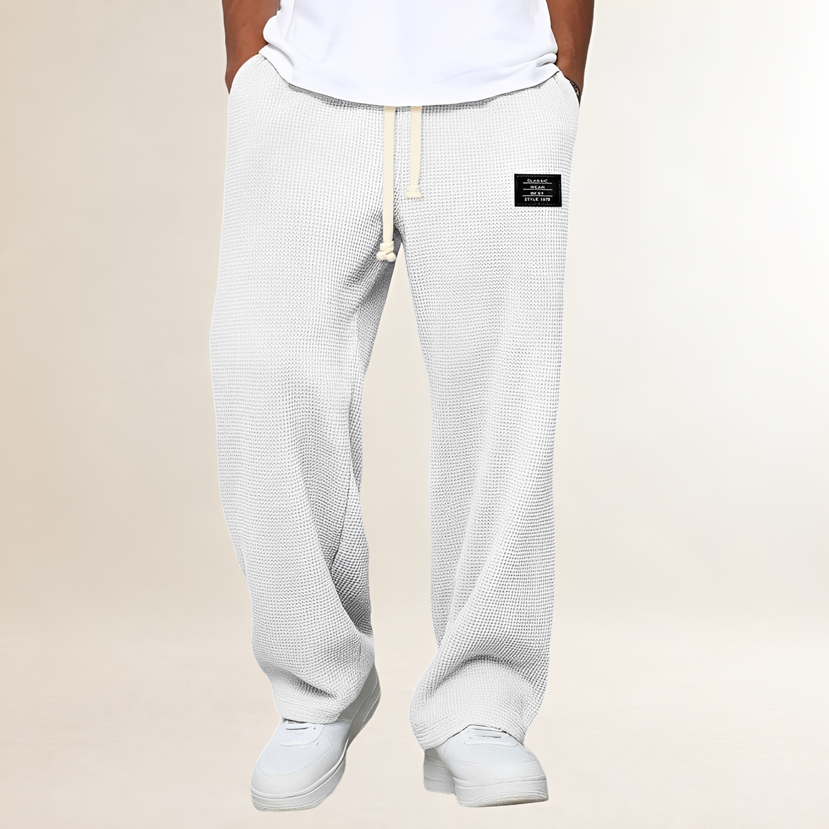 Pantalones deportivos para hombre con cordón y corte relajado