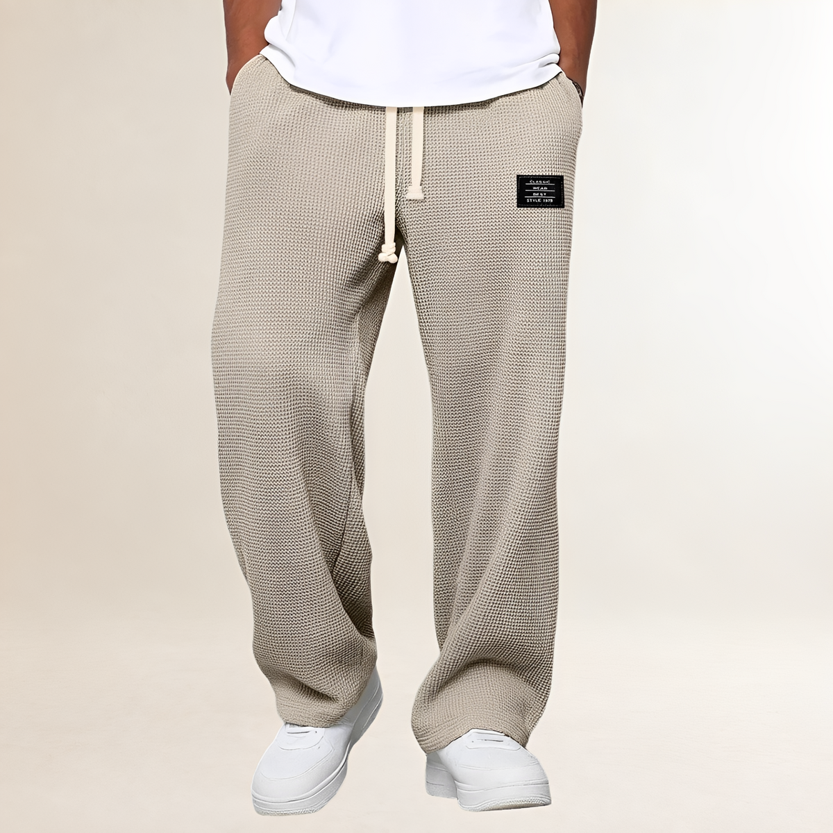 Pantalones deportivos para hombre con cordón y corte relajado