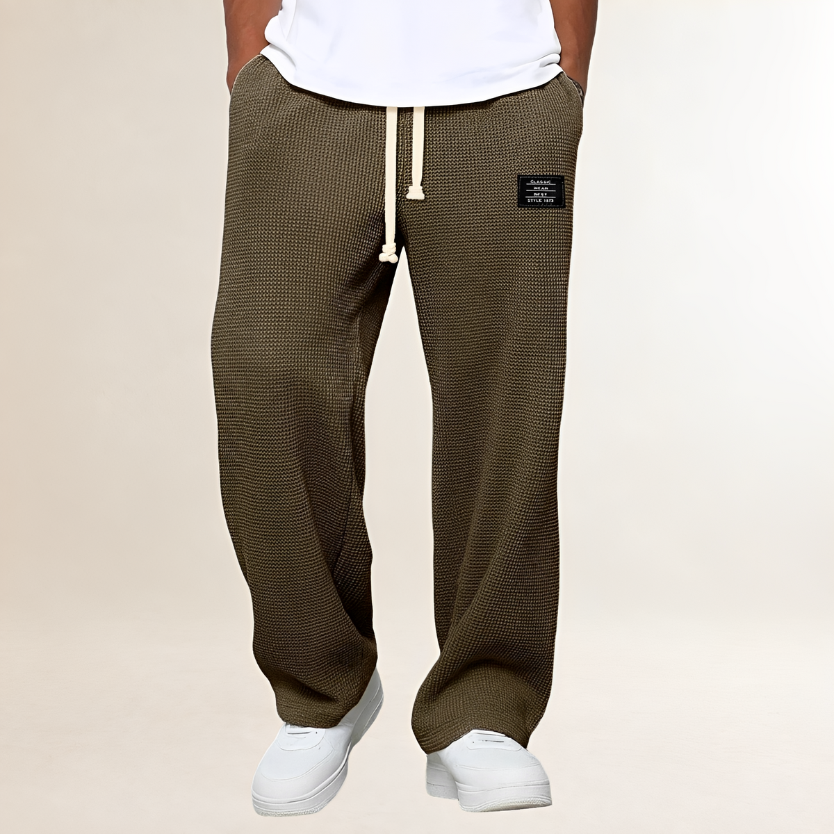 Pantalones deportivos para hombre con cordón y corte relajado