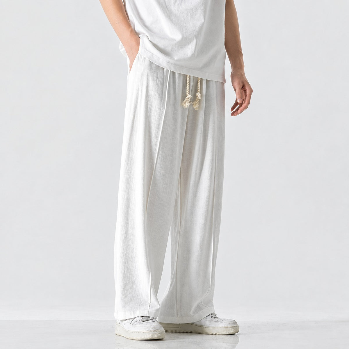 Pantalones deportivos para hombre de corte regular con cordón en la cintura y cinturilla elástica