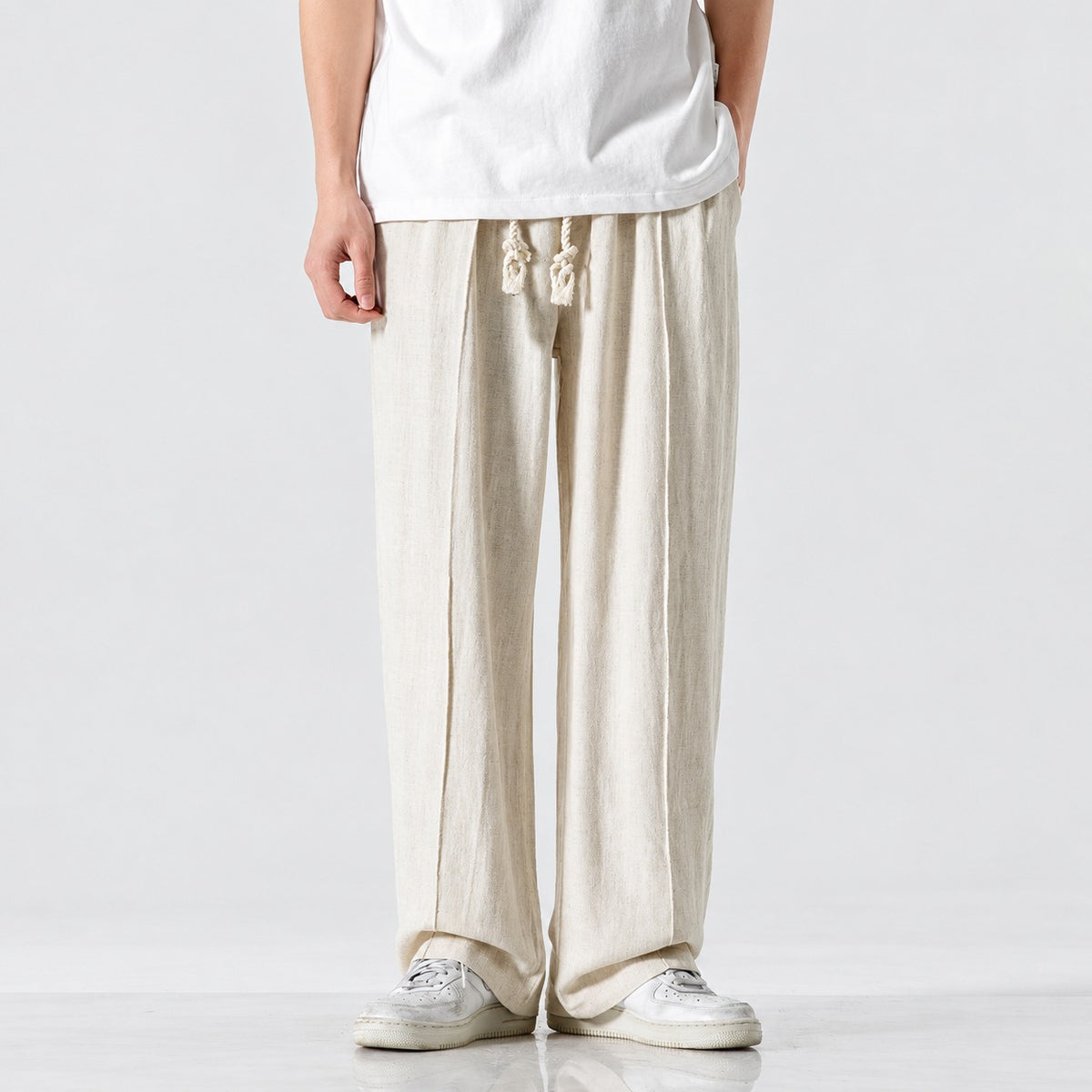 Pantalones deportivos para hombre de corte regular con cordón en la cintura y cinturilla elástica