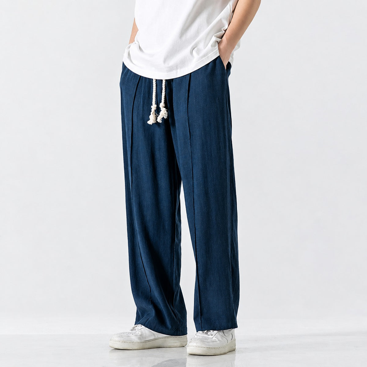 Pantalones deportivos para hombre de corte regular con cordón en la cintura y cinturilla elástica