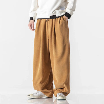 Pantalones jogger hombre de corte relajado con cinturilla de cordón y bolsillos