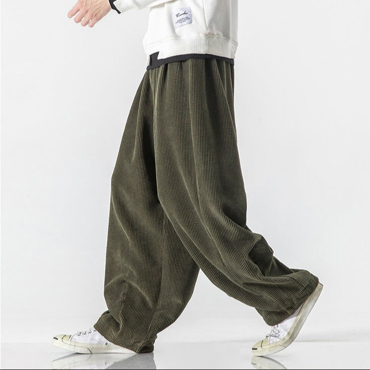 Pantalones jogger hombre de corte relajado con cinturilla de cordón y bolsillos
